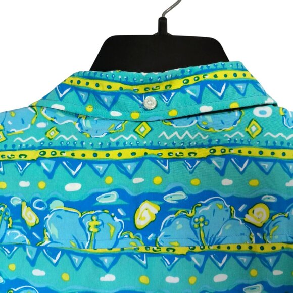 Simply Southern Men's Hibiscus Floral Hawaiian Performance Shirt Size Medium - Picture 6 of 7